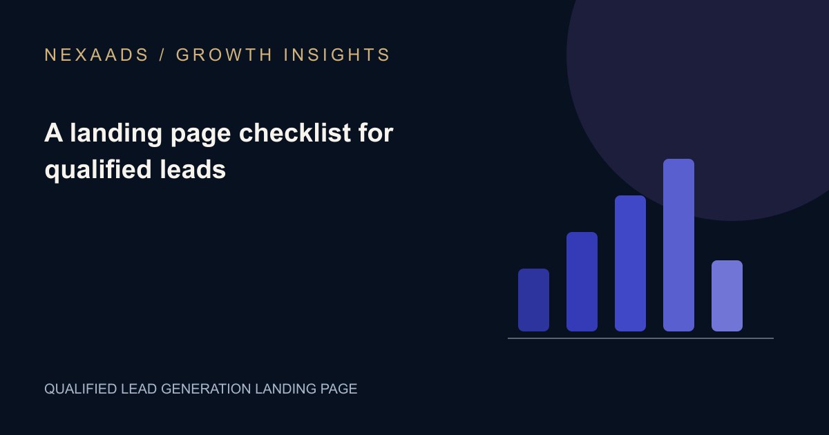 Original NexaAds editorial diagram: A landing page checklist for qualified leads