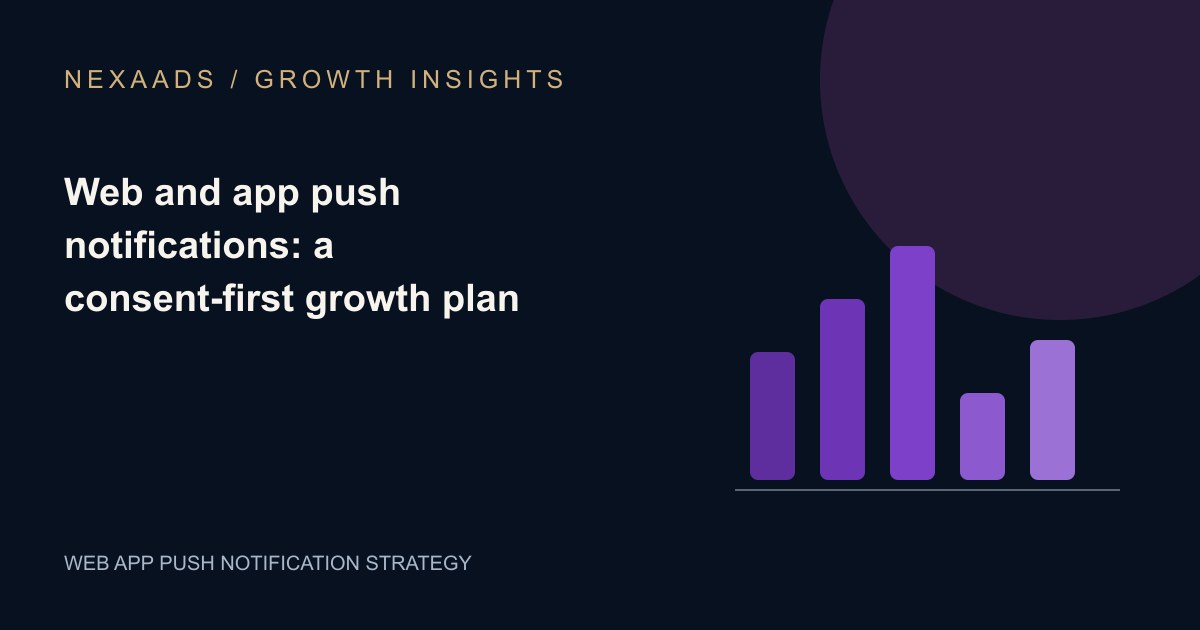Original NexaAds editorial diagram: Web and app push notifications: a consent-first growth plan